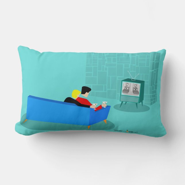 Retro Gay Couple Watching TV Throw Pillow (Front)
