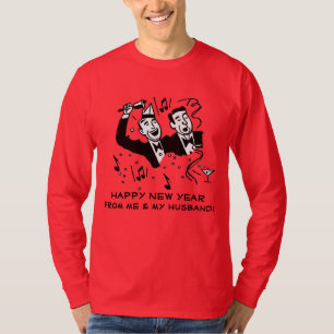 Retro Gay "Happy New Year From Me and My Husband" T-Shirt