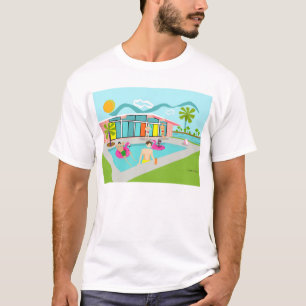  Retro Gay Pink Flamingo Pool Party  T-Shirt