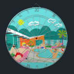 Retro Gay Pool Party Dart Board<br><div class="desc">This Retro Gay Pool Party Dart Board features four hunky beefcakes having a gay old time as they beat the Palm Springs heat by lounging around the turquoise blue water of their atomic boomerang shaped swimming pool. The mid century modern architecture on the fabulous, orange stone house is clearly prime...</div>
