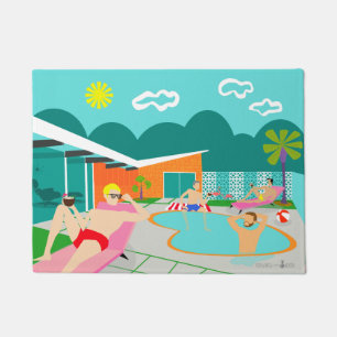 Retro Gay Pool Party Door Mat
