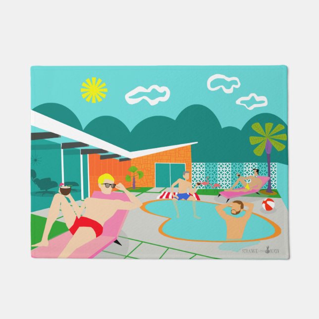 Retro Gay Pool Party Door Mat (Front)