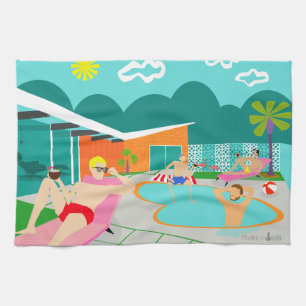 Retro Gay Pool Party Kitchen Towel