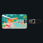 Retro Gay Pool Party Luggage Tag<br><div class="desc">This customisable Retro Gay Pool Party Luggage Tag design features four hunky beefcakes having a gay old time as they beat the Palm Springs heat by lounging around the turquoise blue water of their atomic boomerang shaped swimming pool. The mid century modern architecture on the fabulous, orange stone house is...</div>