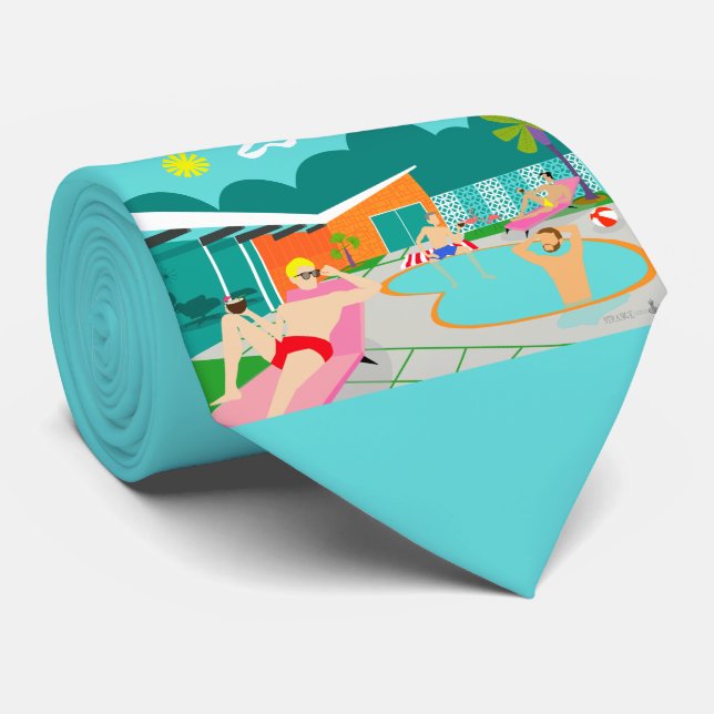 Retro Gay Pool Party Necktie (Rolled)