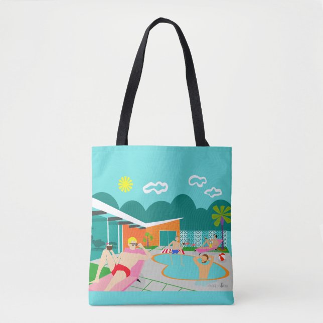 Retro Gay Pool Party Tote Bag (Front)