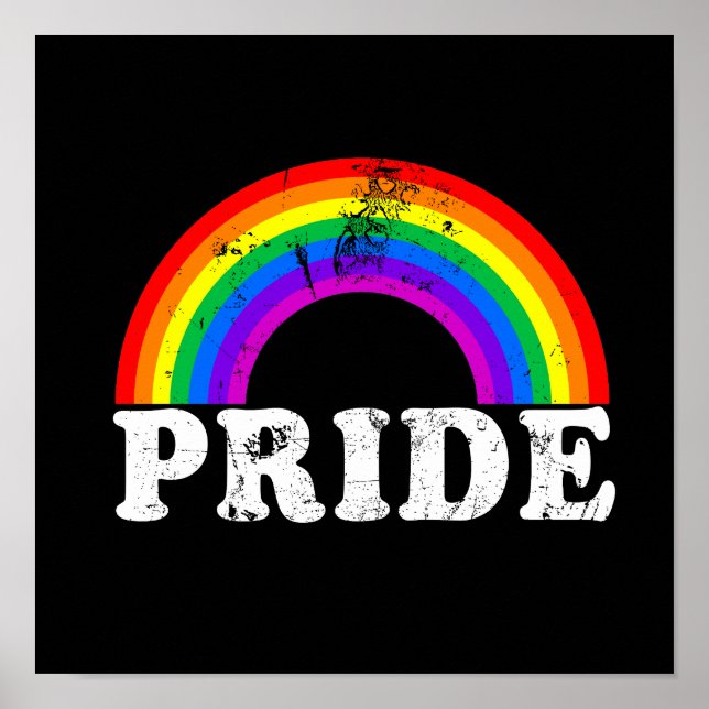 Retro Gay Pride Rainbow Flag LGBTQ Month Festival  Poster (Front)