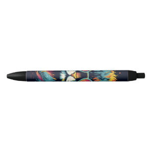 Retro Geek Chic Feline Black Ink Pen