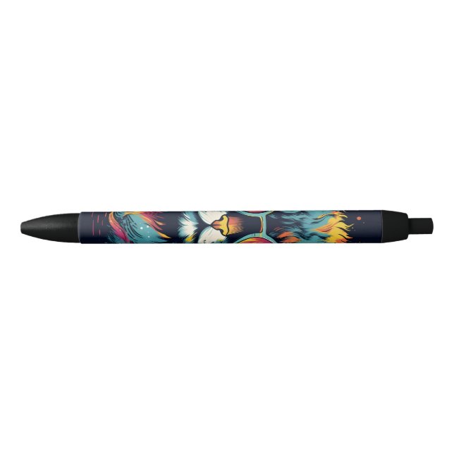 Retro Geek Chic Feline Black Ink Pen (Front)