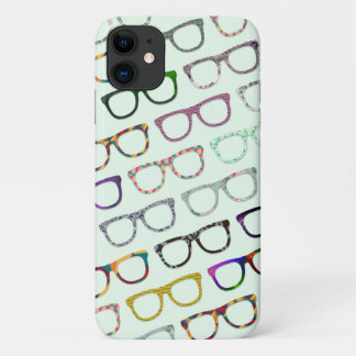 Retro Geek Hipster Glasses Pattern iPhone 11 Case