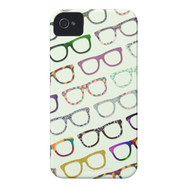Retro Geek Hipster Glasses Pattern iPhone4S case (Back)