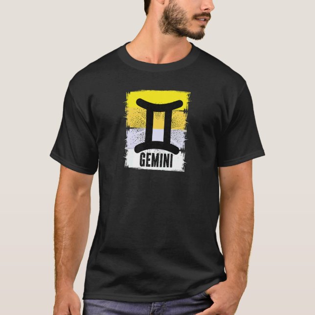 Retro Gemini Birthday Zodiac Symbol Constellation  T-Shirt (Front)