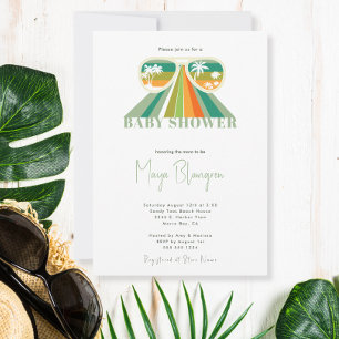 Retro Gender Neutral Rainbow Baby Shower Invitation