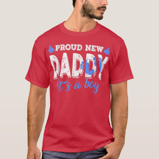 Retro Gender Reveal Proud New Daddy It's A Boy  T-Shirt
