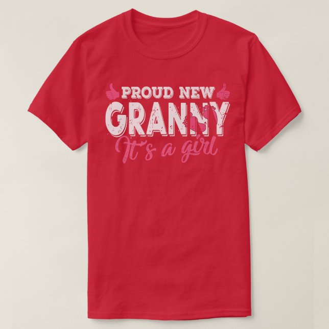 Retro Gender Reveal Proud New Granny It's A Girl  T-Shirt (Design Front)