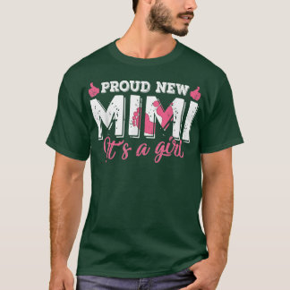 Retro Gender Reveal Proud New Mimi It's A Girl  T-Shirt