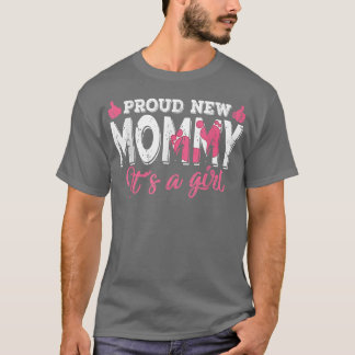 Retro Gender Reveal Proud New Mummy It's A Girl  T-Shirt