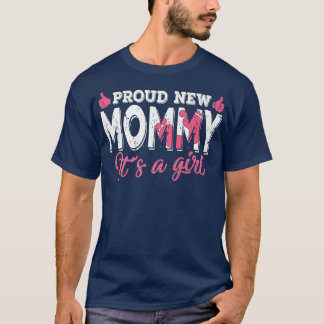 Retro Gender Reveal Proud New Mummy It's A Girl  T-Shirt