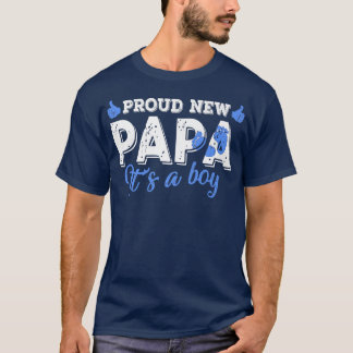 Retro Gender Reveal Proud New Papa It's A Boy  T-Shirt