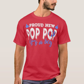 Retro Gender Reveal Proud New Pop Pop It's A Boy  T-Shirt