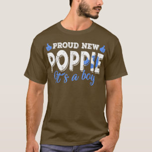 Retro Gender Reveal Proud New Poppie It's A Boy T- T-Shirt