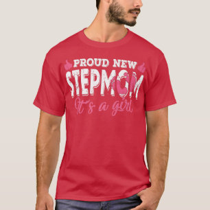 Retro Gender Reveal Proud New Stepmom It's A Girl  T-Shirt