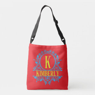 "Retro Geo Pattern" Customisable Monogram  Crossbody Bag