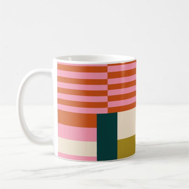 Retro Geometric Abstract Mosaic Coffee Mug (Left)