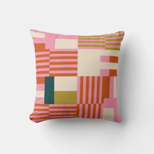 Retro Geometric Abstract Mosaic Cushion