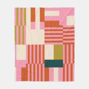 Retro Geometric Abstract Mosaic Fleece Blanket