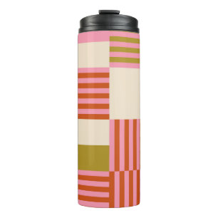 Retro Geometric Abstract Mosaic Thermal Tumbler