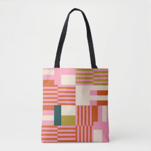 Retro Geometric Abstract Mosaic Tote Bag