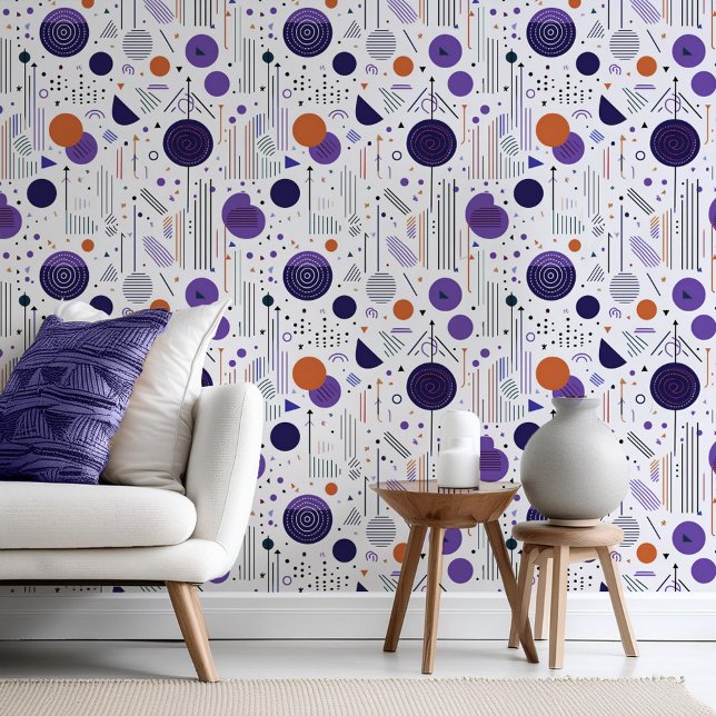 Retro Geometric Abstract Pat3 Purple Orange ID1067 Wallpaper (Creator Uploaded)