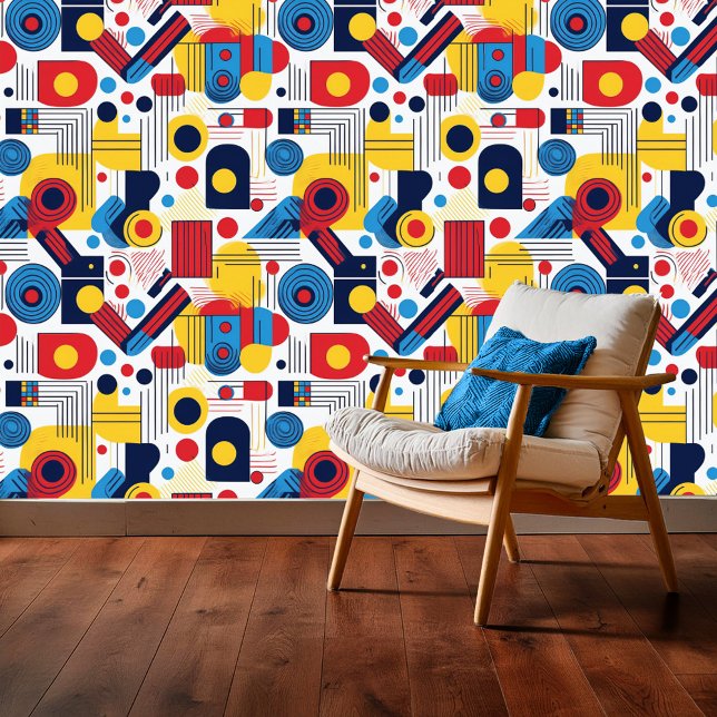 Retro Geometric Abstract Pat#10 Navy Red ID1067 Wallpaper (Creator Uploaded)