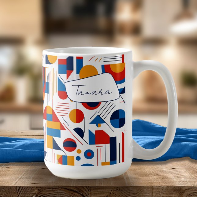 Retro Geometric Abstract Pat#11 Navy Gold ID1067 Coffee Mug (Creator Uploaded)