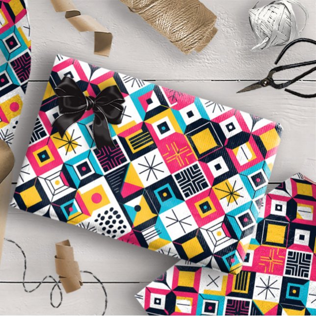 Retro Geometric Abstract Pat#12 Multi Colour ID106 Wrapping Paper (Creator Uploaded)