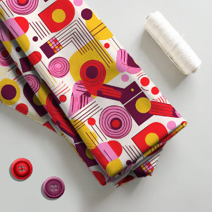 Retro Geometric Abstract Pat#13 Red Orange ID1067 Fabric