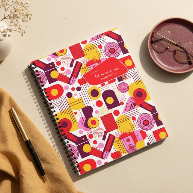Retro Geometric Abstract Pat#13 Red Orange ID1067 Notebook (Creator Uploaded)