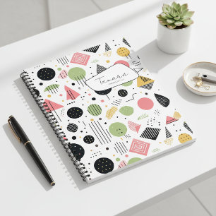 Retro Geometric Abstract Pat#2 Sage Pink ID1067 Notebook