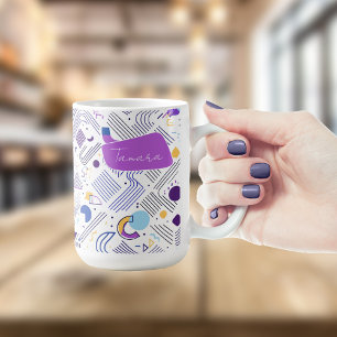 Retro Geometric Abstract Pat#4 Purple Blue ID1067 Coffee Mug