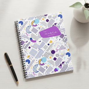Retro Geometric Abstract Pat#4 Purple Blue ID1067 Notebook