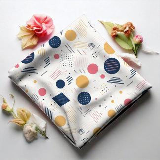 Retro Geometric Abstract Pat#6 Navy Rose ID1067 Fabric