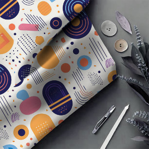 Retro Geometric Abstract Pat#7 Indigo ID1067 Fabric