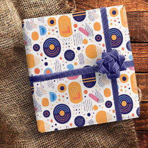 Retro Geometric Abstract Pat#7 Indigo ID1067 Wrapping Paper