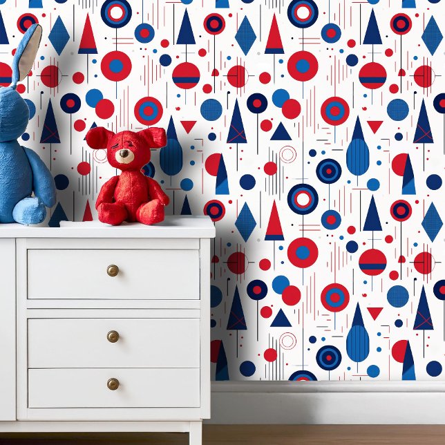 Retro Geometric Abstract Pat#9 Navy Red ID1067 Wallpaper (Creator Uploaded)
