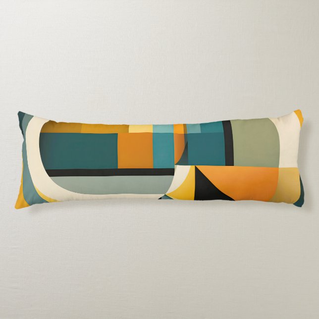 Retro Geometric Abstraction Circles and Rectangles Body Cushion (Front)