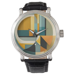 Retro Geometric Abstraction Circles and Rectangles Watch