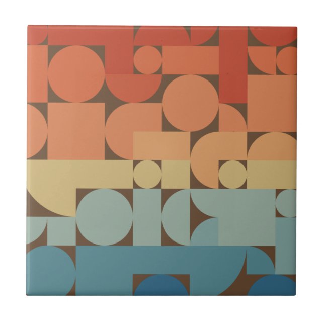 Retro Geometric Art 70s Style Tile (Front)