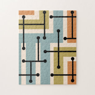 Retro Geometric Art Maze 1970s Retro Jigsaw Puzzle