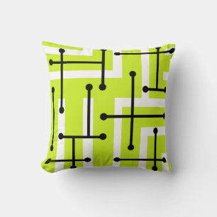 Retro Geometric Art Maze Chartreuse Cushion